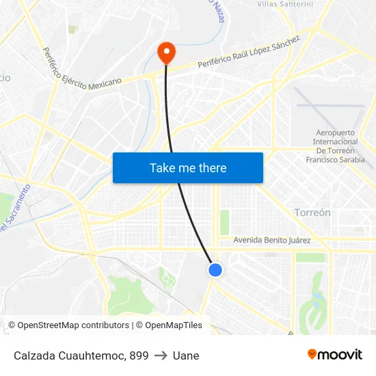Calzada Cuauhtemoc, 899 to Uane map
