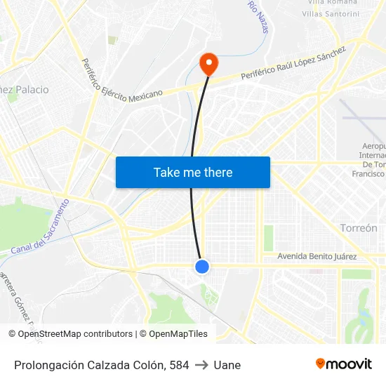 Prolongación Calzada Colón, 584 to Uane map