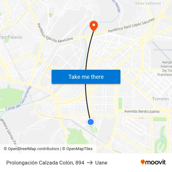 Prolongación Calzada Colón, 894 to Uane map