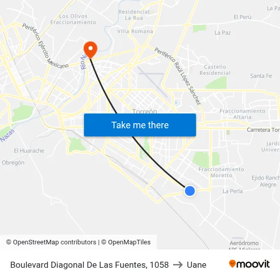 Boulevard Diagonal De Las Fuentes, 1058 to Uane map