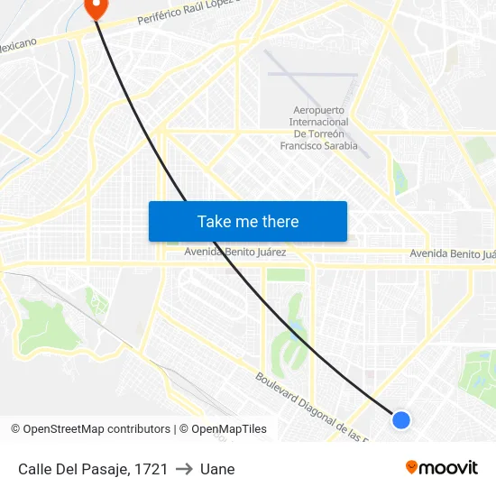 Calle Del Pasaje, 1721 to Uane map