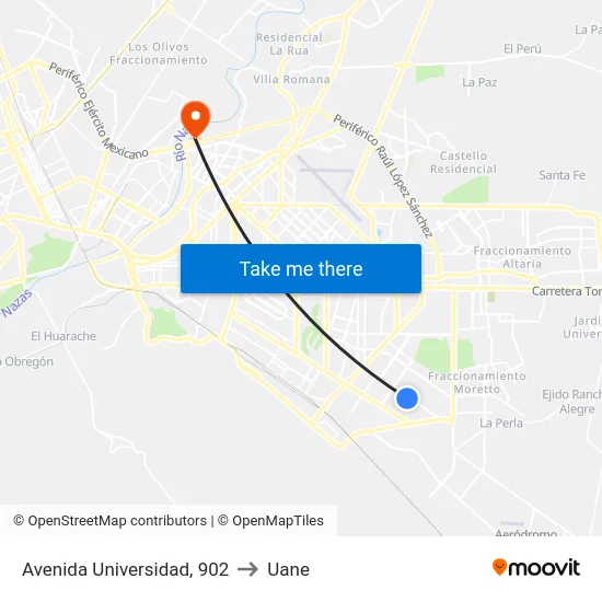 Avenida Universidad, 902 to Uane map