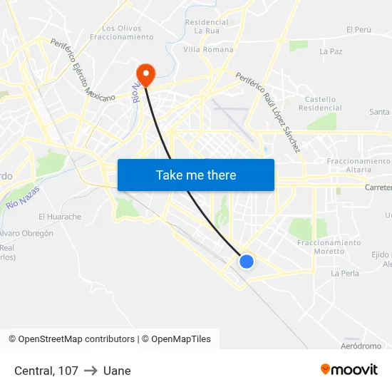 Central, 107 to Uane map