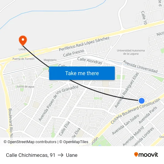 Calle Chichimecas, 91 to Uane map