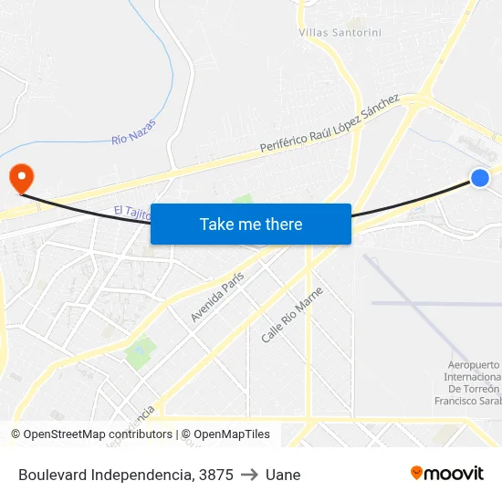 Boulevard Independencia, 3875 to Uane map