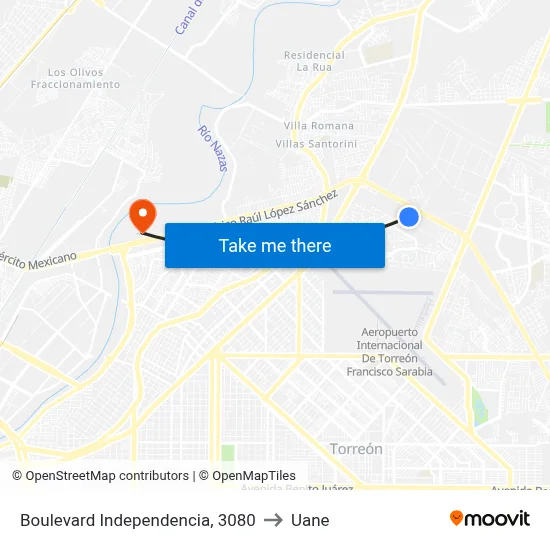 Boulevard Independencia, 3080 to Uane map