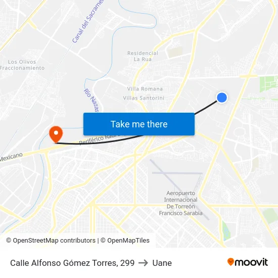 Calle Alfonso Gómez Torres, 299 to Uane map