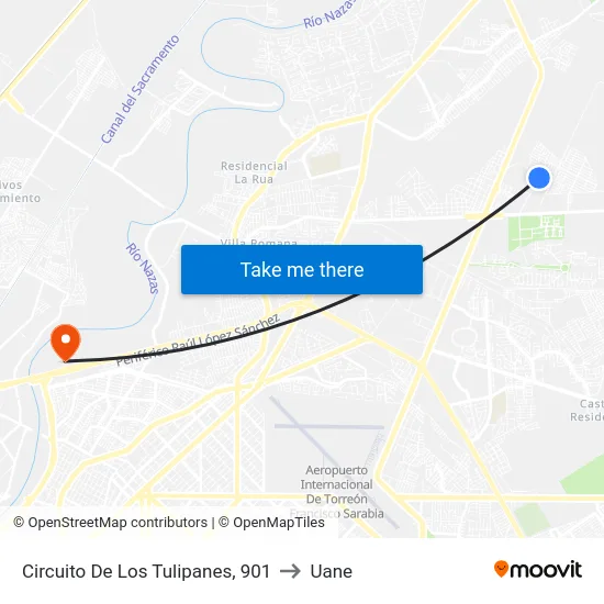Circuito De Los Tulipanes, 901 to Uane map