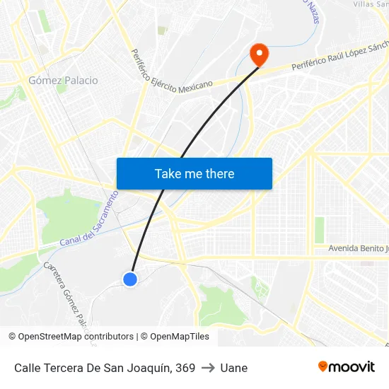 Calle Tercera De San Joaquín, 369 to Uane map