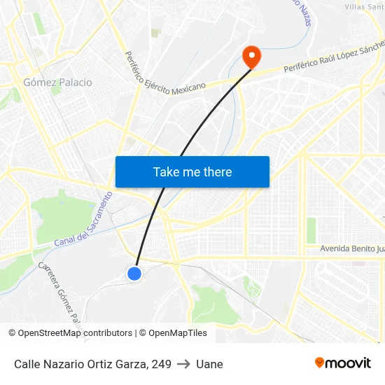 Calle Nazario Ortiz Garza, 249 to Uane map