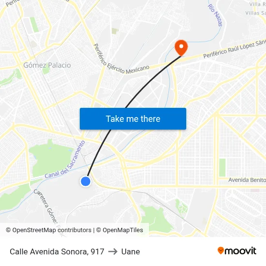 Calle Avenida Sonora, 917 to Uane map