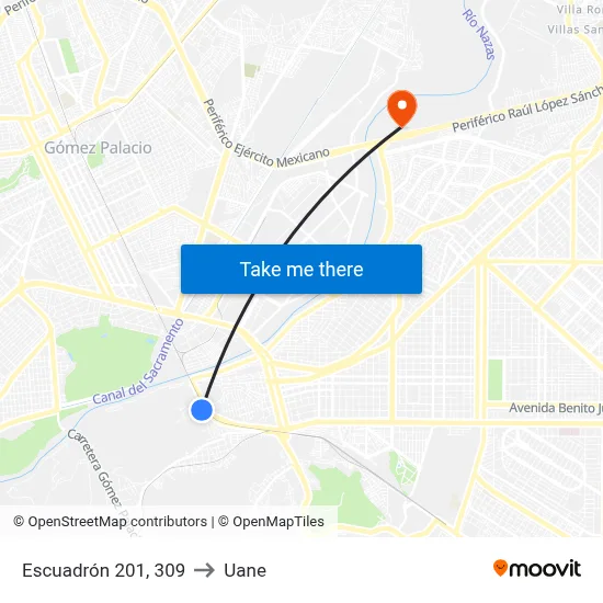 Escuadrón 201, 309 to Uane map
