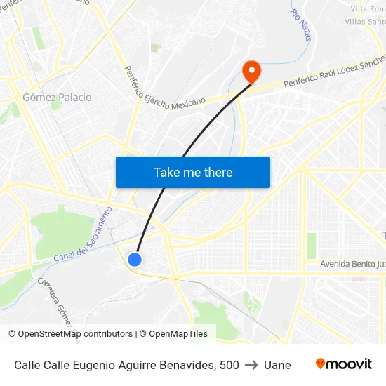 Calle Calle Eugenio Aguirre Benavides, 500 to Uane map