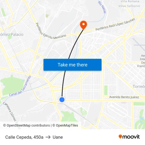 Calle Cepeda, 450a to Uane map