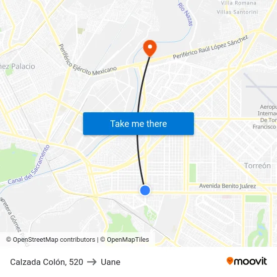 Calzada Colón, 520 to Uane map