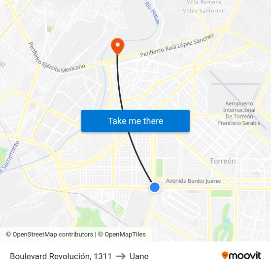 Boulevard Revolución, 1311 to Uane map