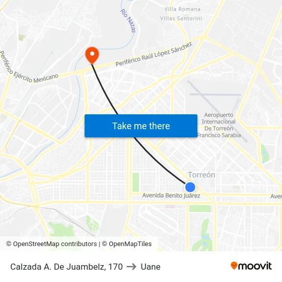 Calzada A. De Juambelz, 170 to Uane map