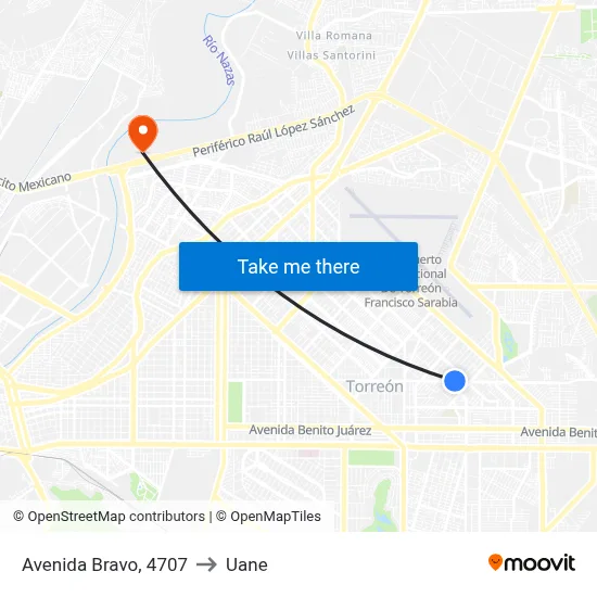 Avenida Bravo, 4707 to Uane map