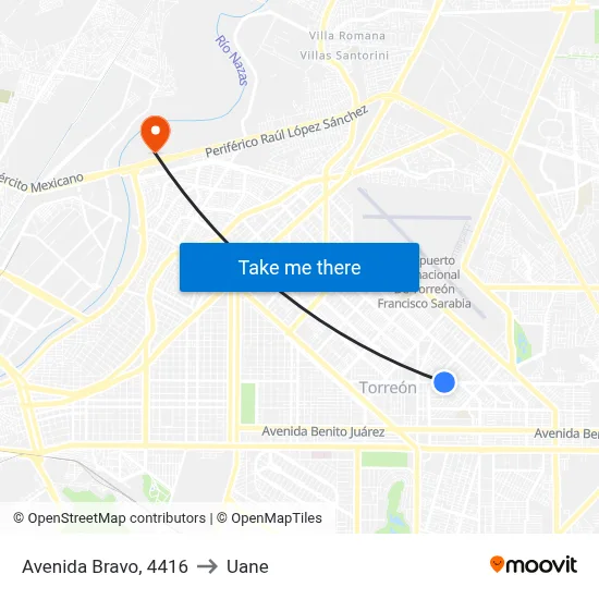 Avenida Bravo, 4416 to Uane map