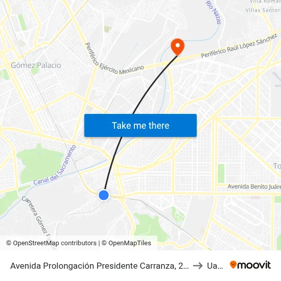 Avenida Prolongación Presidente Carranza, 2014 to Uane map