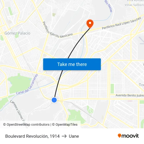 Boulevard Revolución, 1914 to Uane map