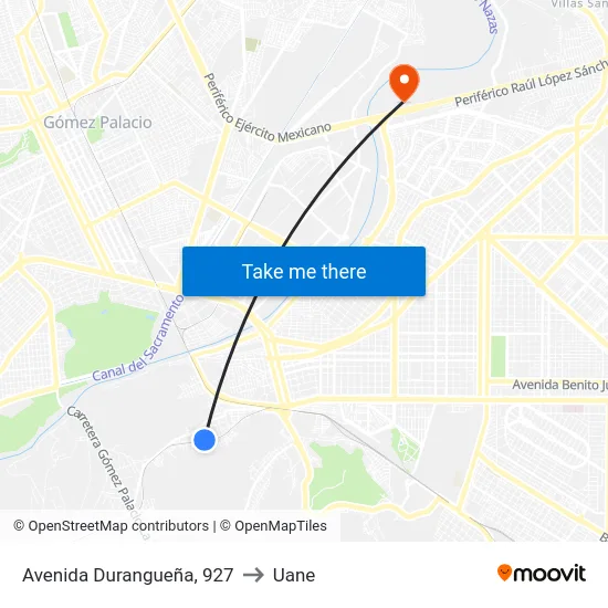 Avenida Durangueña, 927 to Uane map