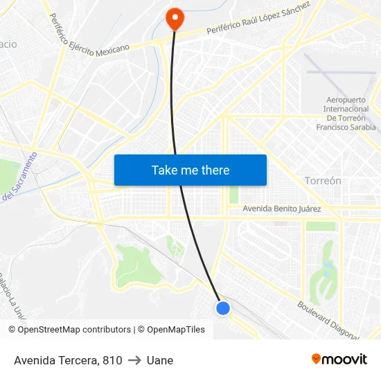 Avenida Tercera, 810 to Uane map