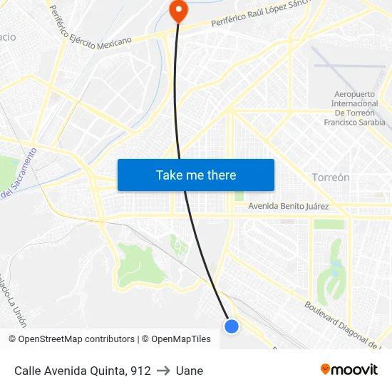 Calle Avenida Quinta, 912 to Uane map