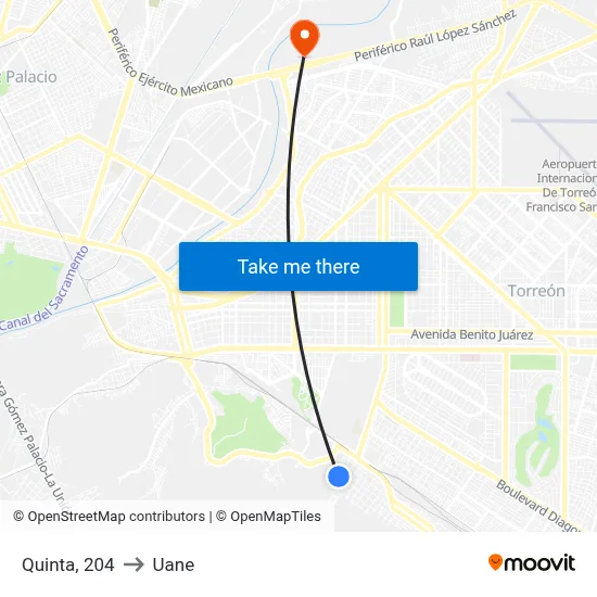 Quinta, 204 to Uane map