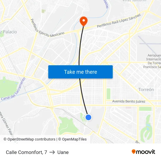 Calle Comonfort, 7 to Uane map