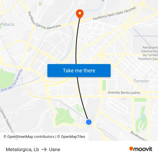 Metalúrgica, Lb to Uane map