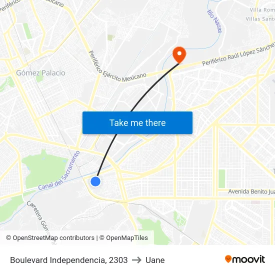 Boulevard Independencia, 2303 to Uane map