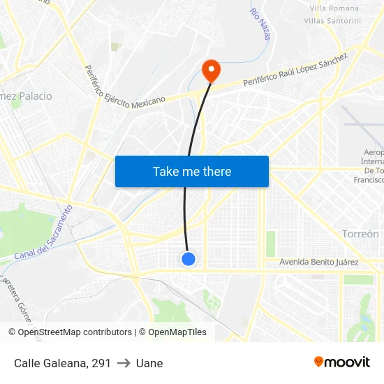 Calle Galeana, 291 to Uane map
