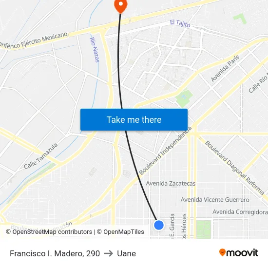 Francisco I. Madero, 290 to Uane map