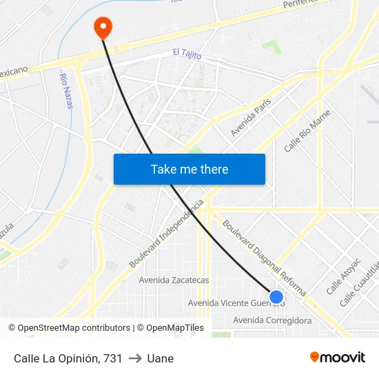 Calle La Opinión, 731 to Uane map