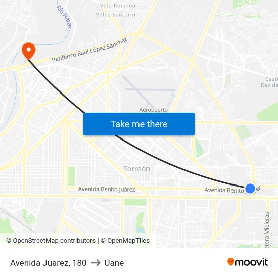 Avenida Juarez, 180 to Uane map
