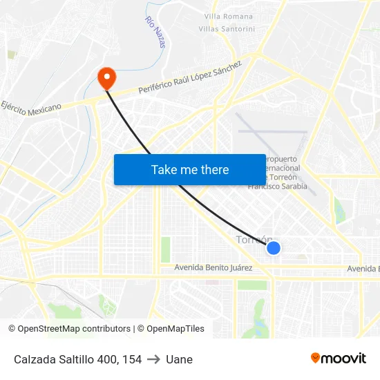 Calzada Saltillo 400, 154 to Uane map