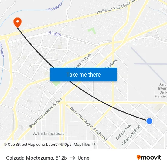 Calzada Moctezuma, 512b to Uane map