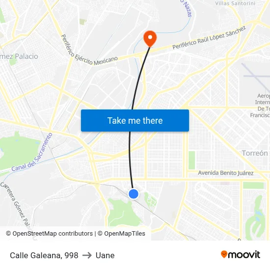 Calle Galeana, 998 to Uane map