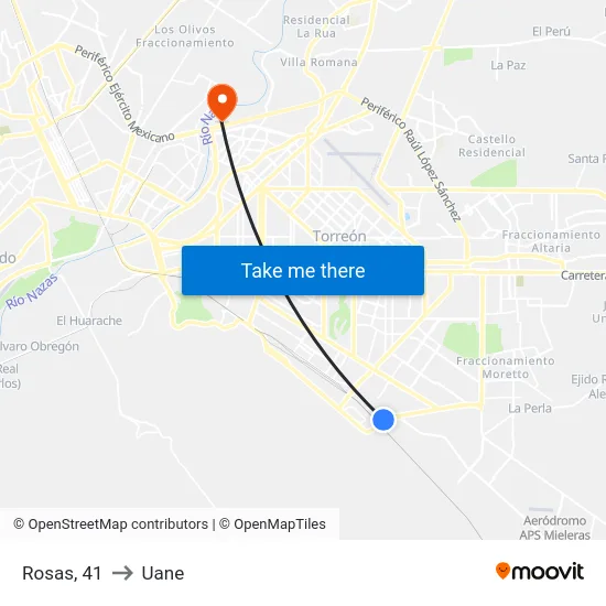 Rosas, 41 to Uane map