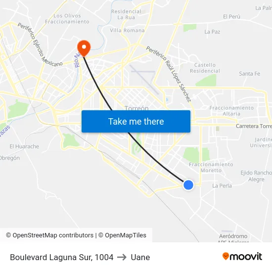 Boulevard Laguna Sur, 1004 to Uane map