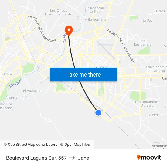 Boulevard Laguna Sur, 557 to Uane map