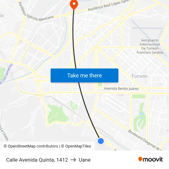 Calle Avenida Quinta, 1412 to Uane map