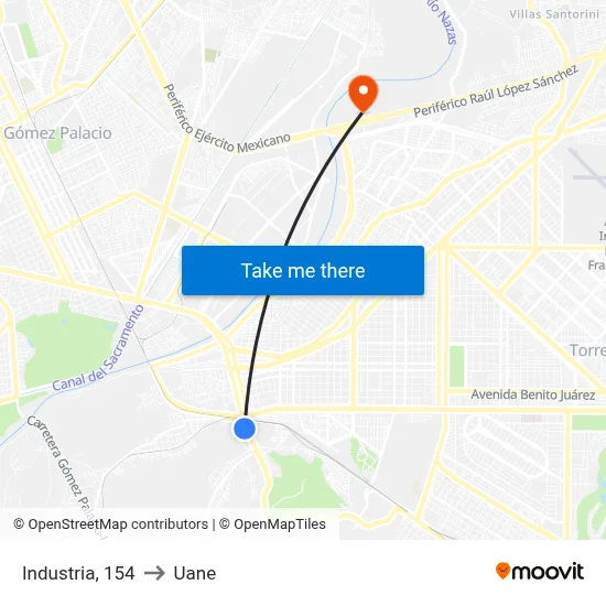 Industria, 154 to Uane map