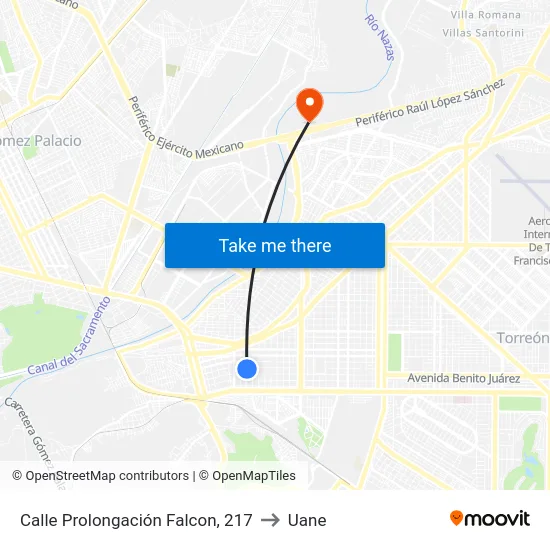 Calle Prolongación Falcon, 217 to Uane map