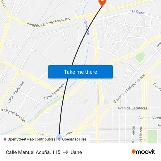 Calle Manuel Acuña, 115 to Uane map