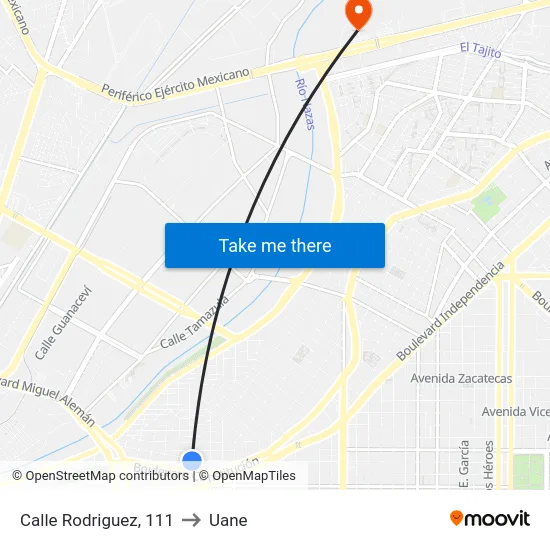 Calle Rodriguez, 111 to Uane map