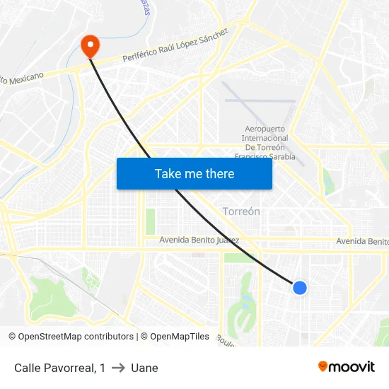 Calle Pavorreal, 1 to Uane map