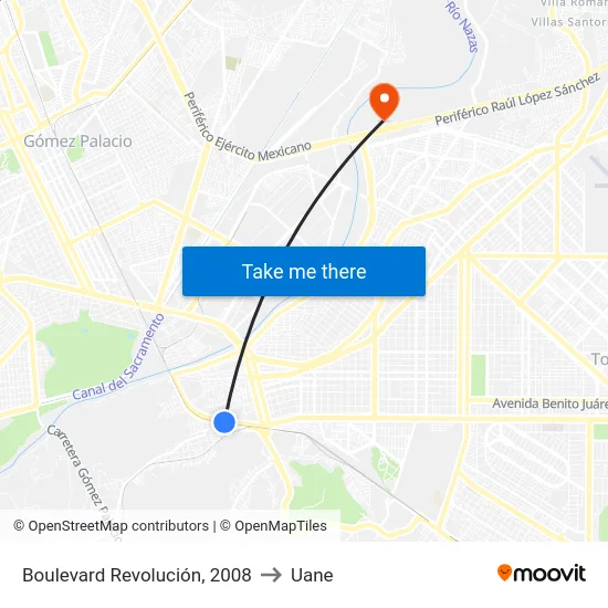 Boulevard Revolución, 2008 to Uane map