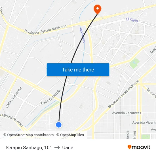 Serapio Santiago, 101 to Uane map